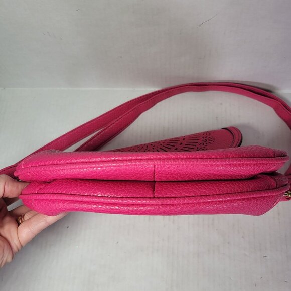 Liz Claiborne Pink Faux Leather Laser-Cut Design Crossbody Bag - Picture 10 of 10